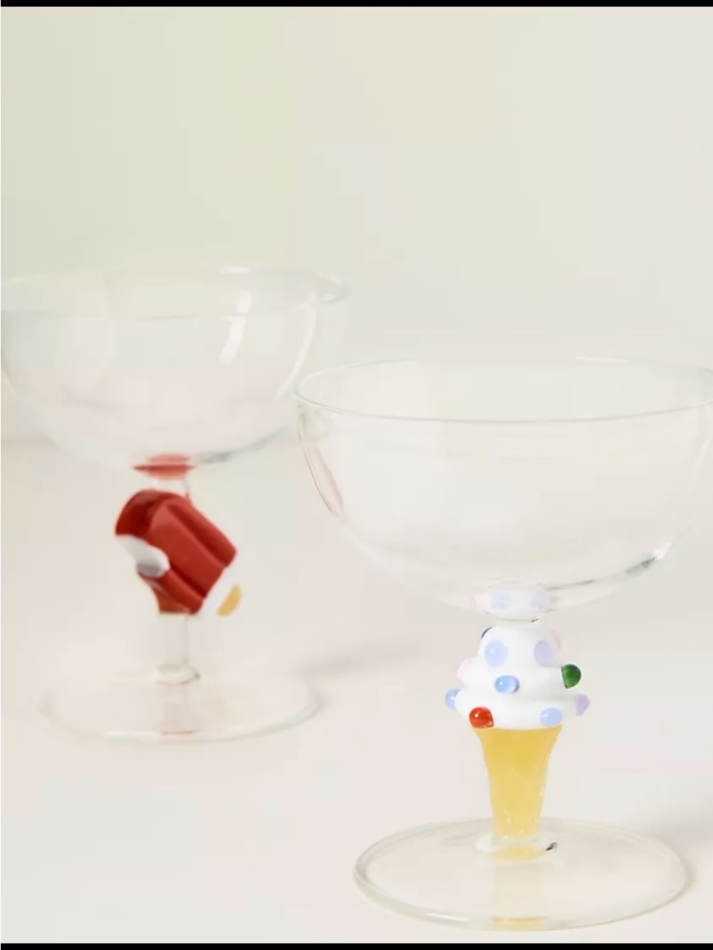 Novelty Ice Cream Stem Coupe Glasses. Only 4 left.